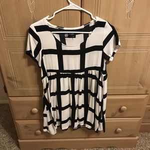white and black patterned t shirt dress